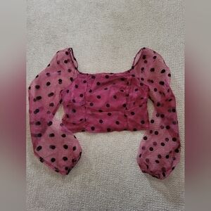 NWOT Shein Polka Dotted Bardot Crop Top